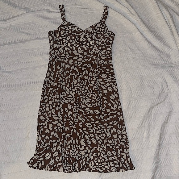 BROWN PRINT DRESS - Picture 1 of 4